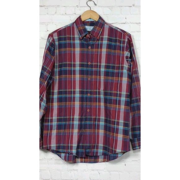 Vintage Levi's Colorgraphs Shirt Men's Medium Red Plaid LS Button Up Collared - Picture 8 of 8